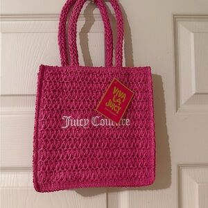 Juicy Couture Hot Pink Woven Tote with Embroidered Logo